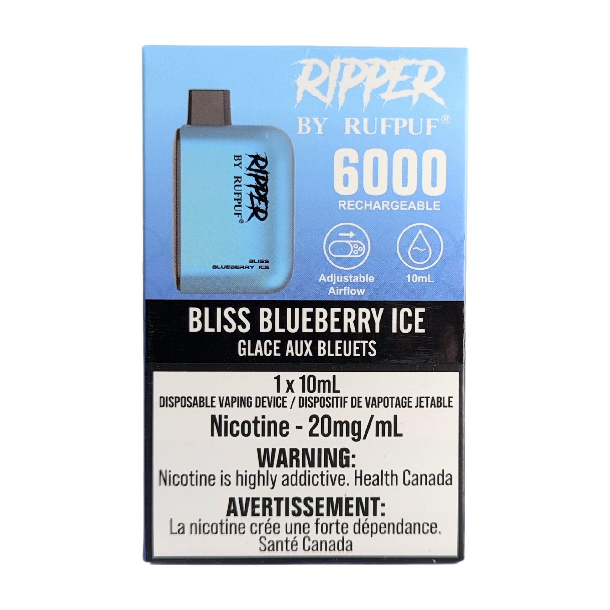 Rufpuf Ripper 6000 Disposable Vape flavour Bliss Blueberry Ice