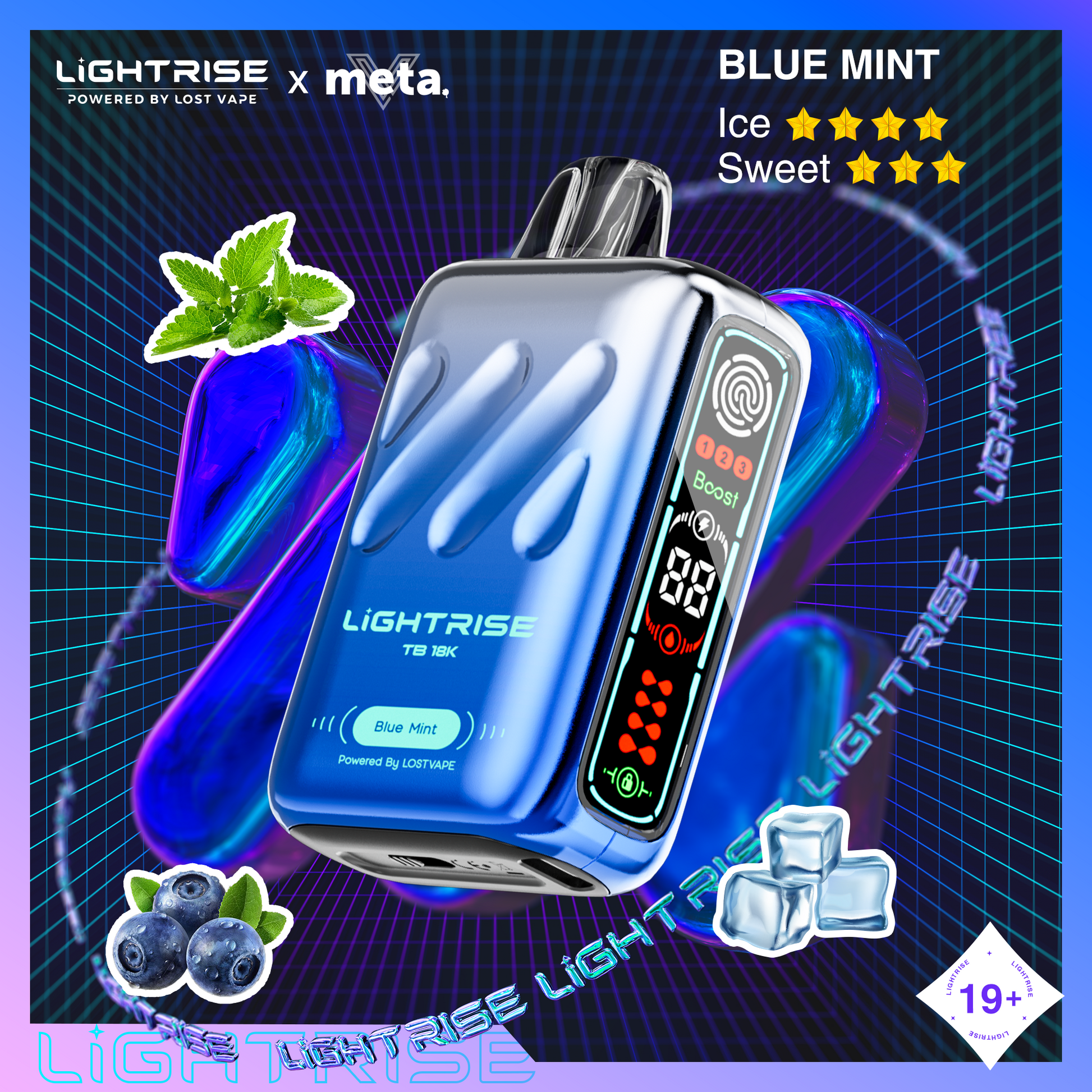 Lost Vape Lightrise TB 18K Disposable Vape - Blue Mint Cloud Island Vapour Lost Vape Lightrise TB 18K Disposable Vape - Blue Mint Cloud Island Vapour