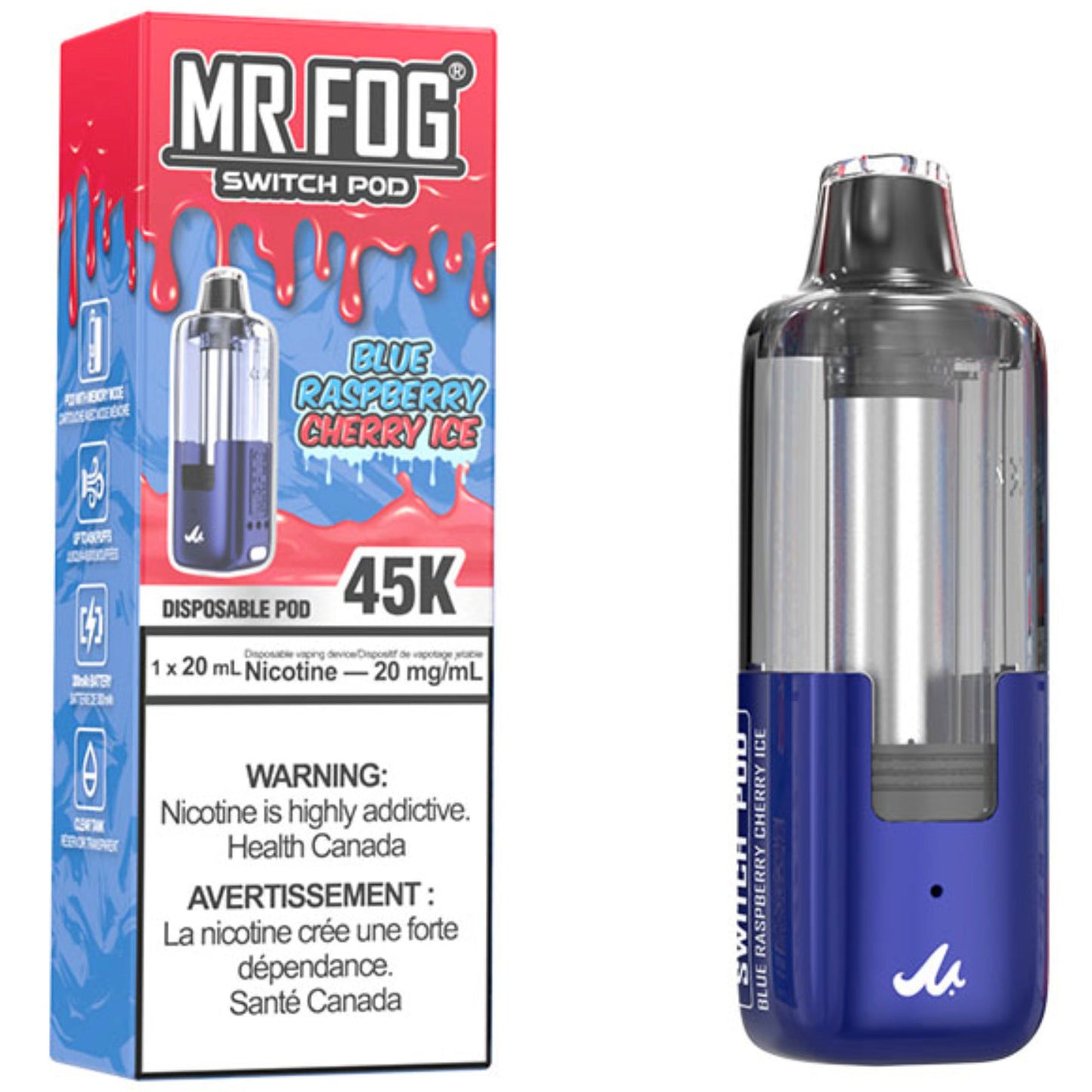 MR FOG SWITCH POD Pod Pack - Blue Raspberry Cherry Ice Cloud Island Vapour MR FOG SWITCH POD Pod Pack - Blue Raspberry Cherry Ice Cloud Island Vapour