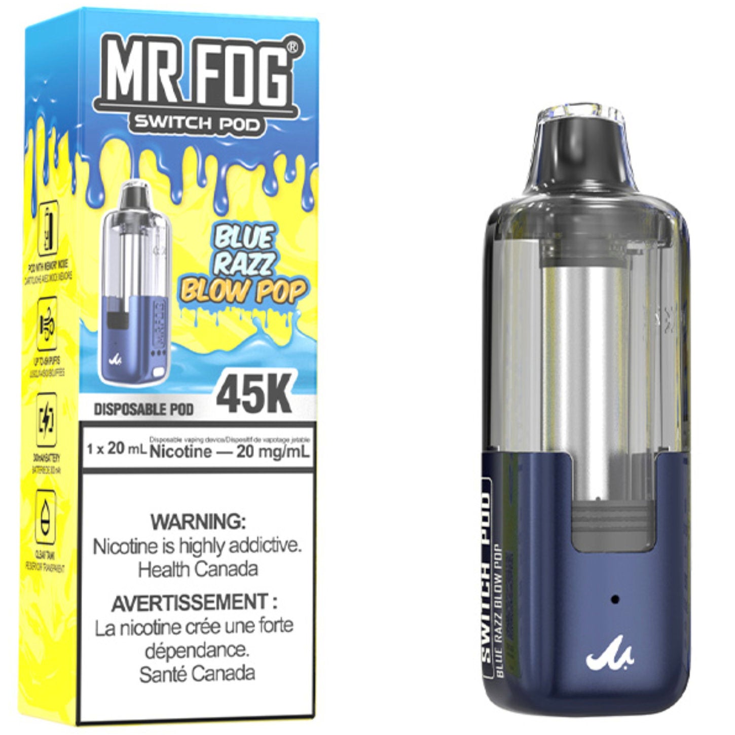 MR FOG SWITCH POD Pod Pack - Blue Razz Blow Pop Cloud Island Vapour MR FOG SWITCH POD Pod Pack - Blue Razz Blow Pop Cloud Island Vapour