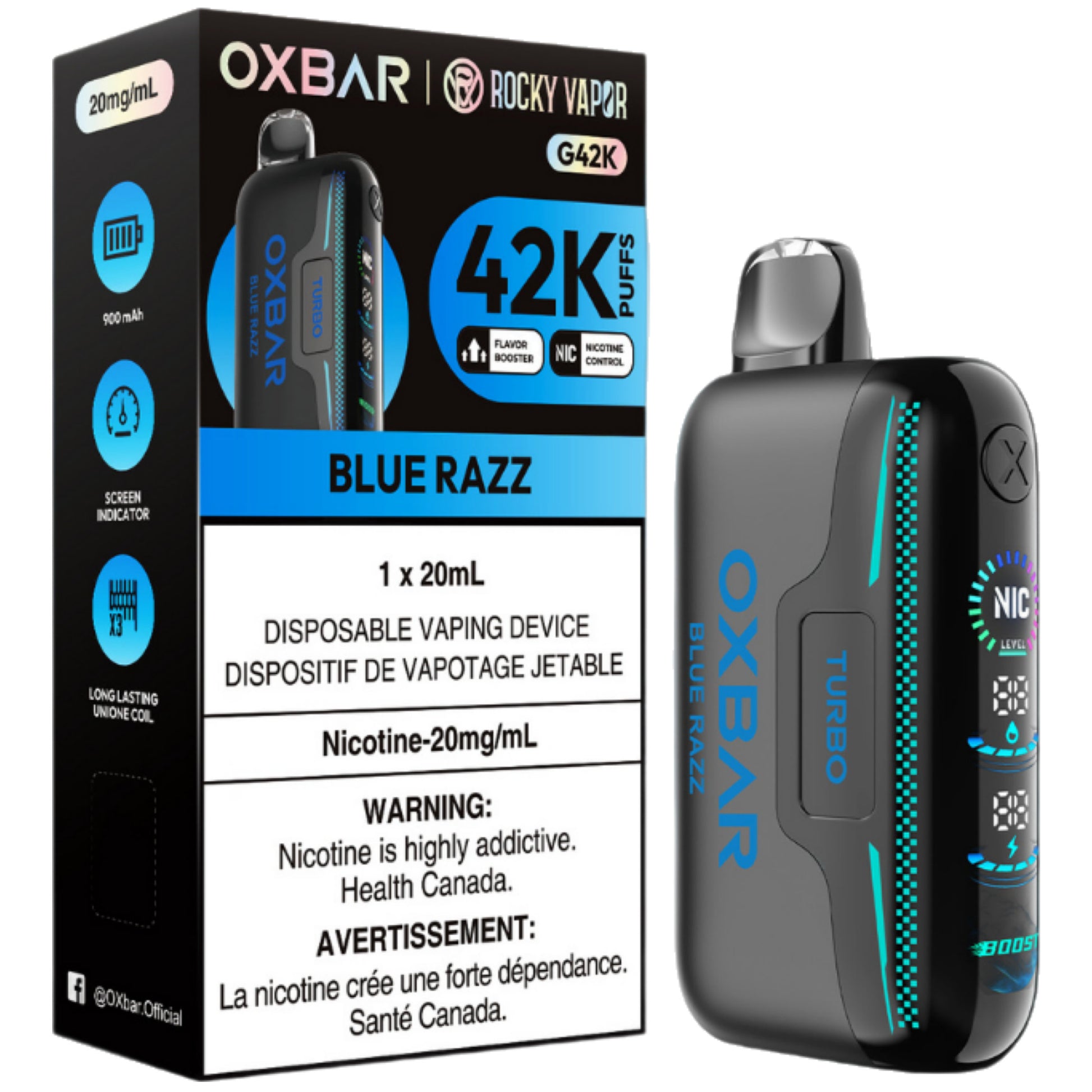 Blue Razz ROCKY VAPOR OXBAR G42K