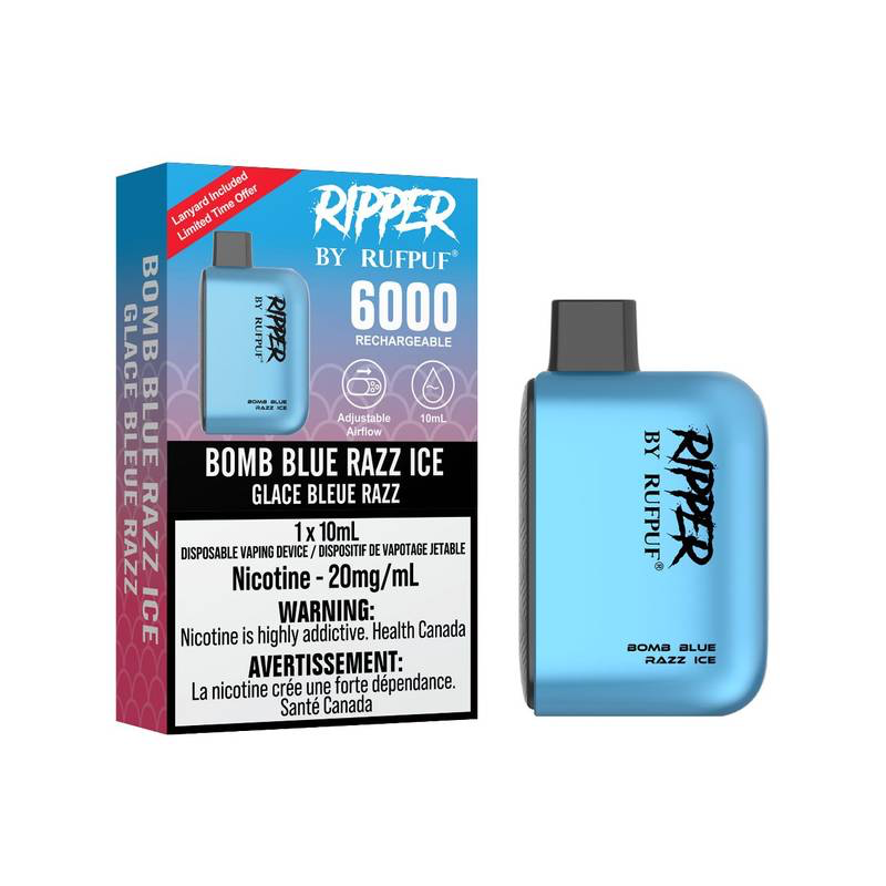 Rufpuf Ripper 6000 Disposable Vape flavour Bomb Blue Razz Ice