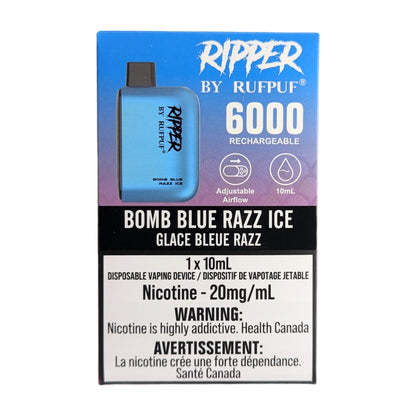 Rufpuf Ripper 6000 Disposable Vape flavour Bomb Blue Razz Ice