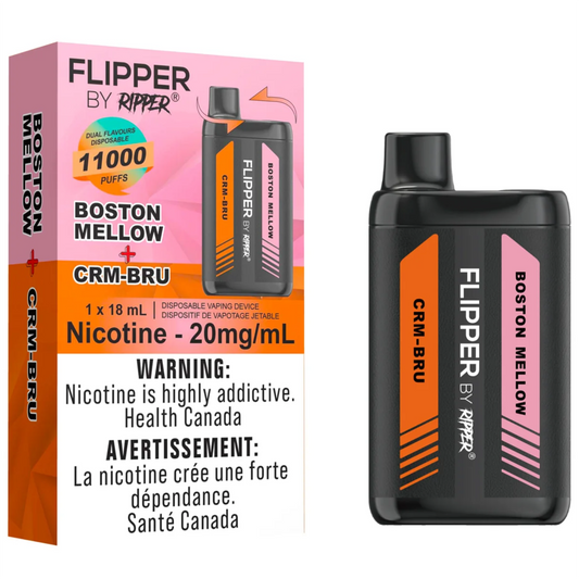 Boston Mellow And CRM BRU Flipper by Ripper Vape 11000 11K Puffs Disposable