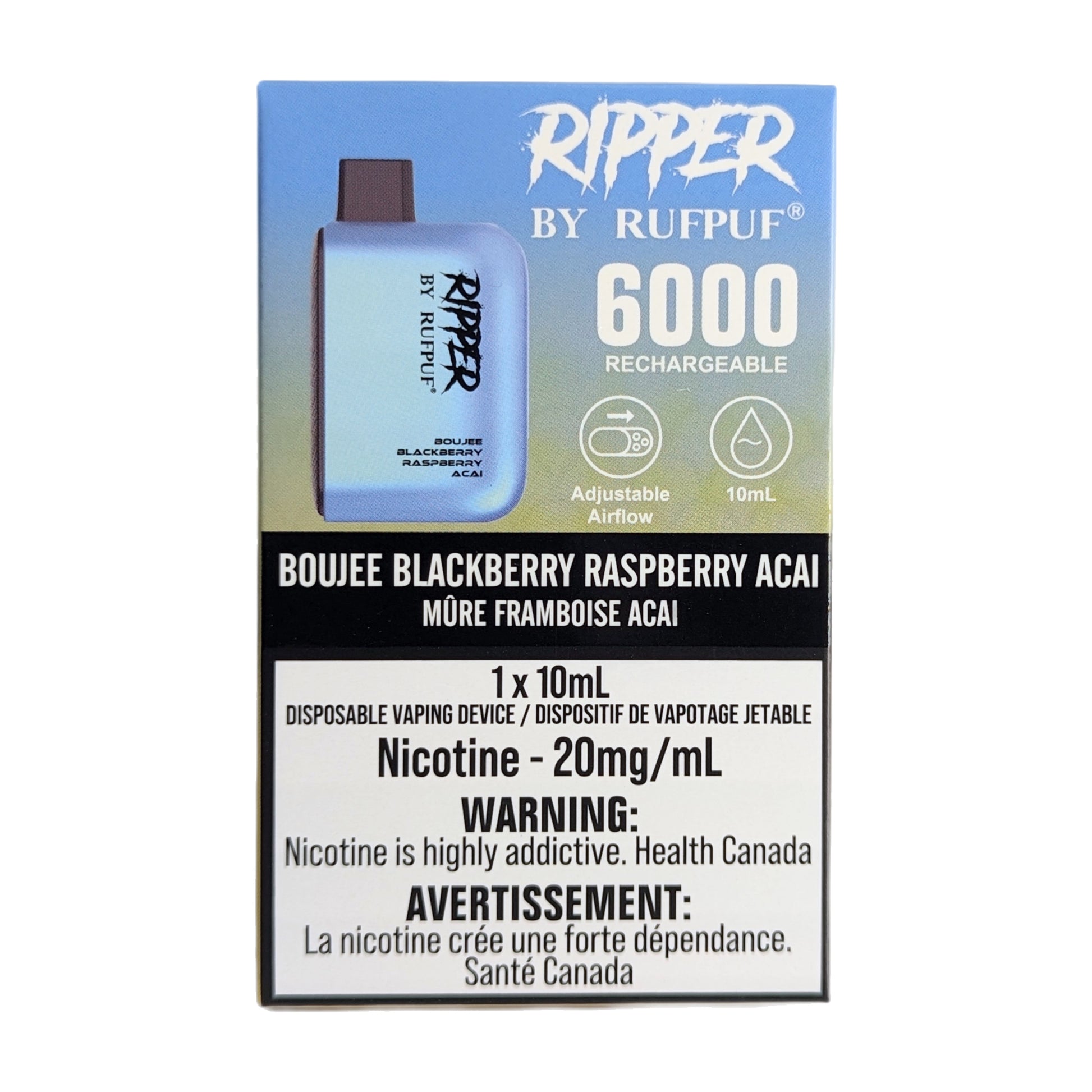 Rufpuf Ripper 6000 Disposable Vape flavour Boujee Blackberry Raspberry Acai