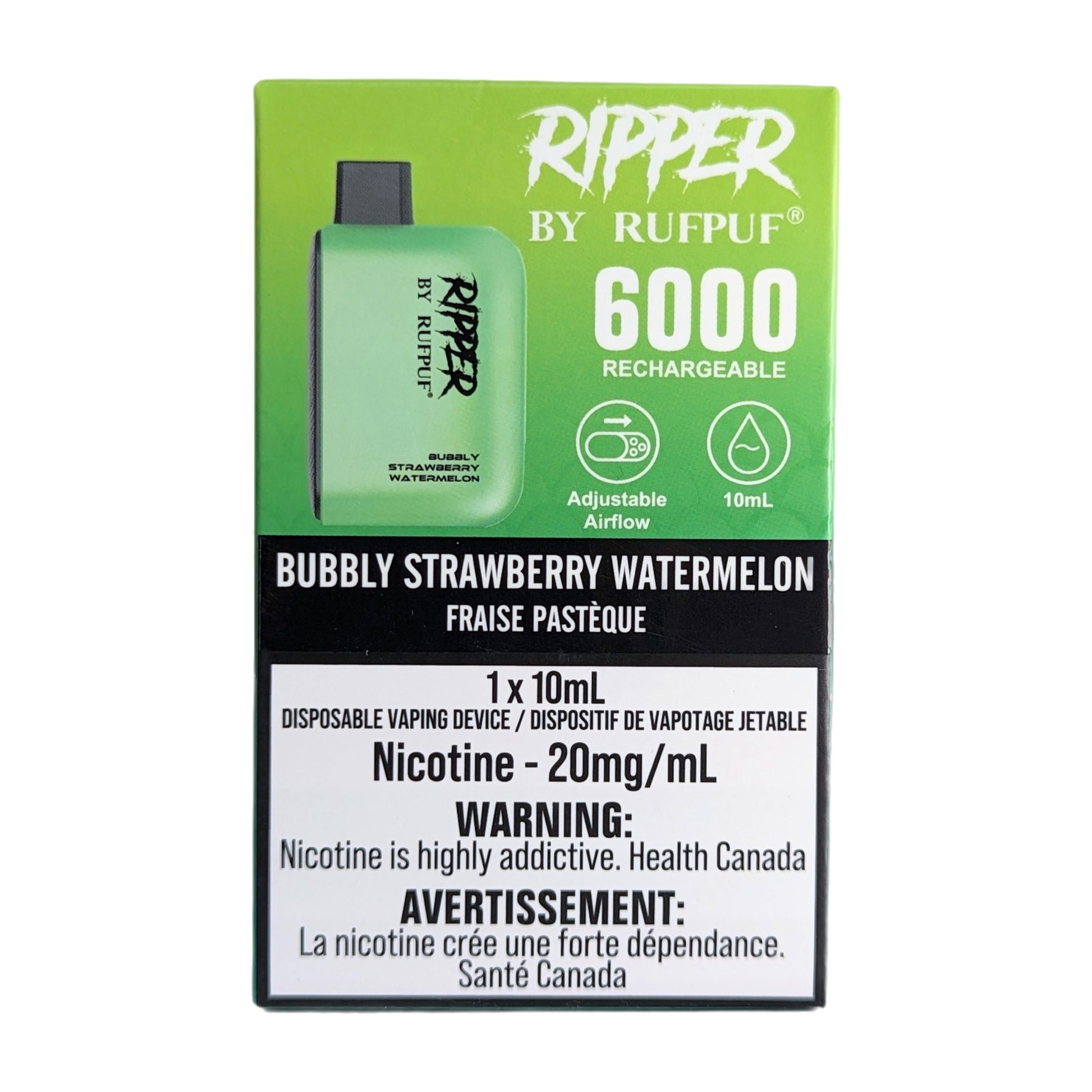 Rufpuf Ripper 6000 Disposable Vape flavour Bubbly Strawberry Watermelon