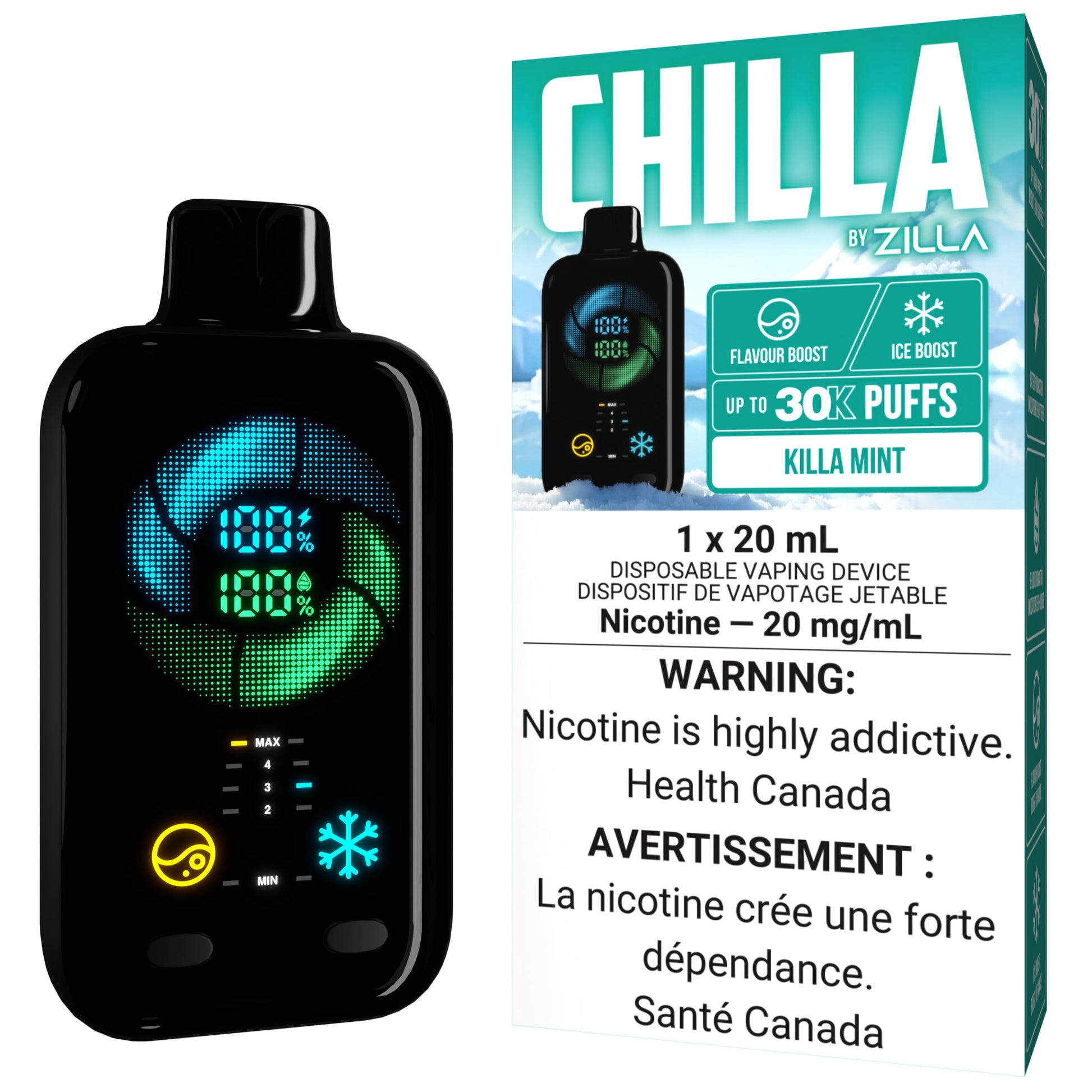 CHILLA BY ZILLA Disposable Vape - Killa Mint Cloud Island Vapour CHILLA BY ZILLA Disposable Vape - Killa Mint Cloud Island Vapour