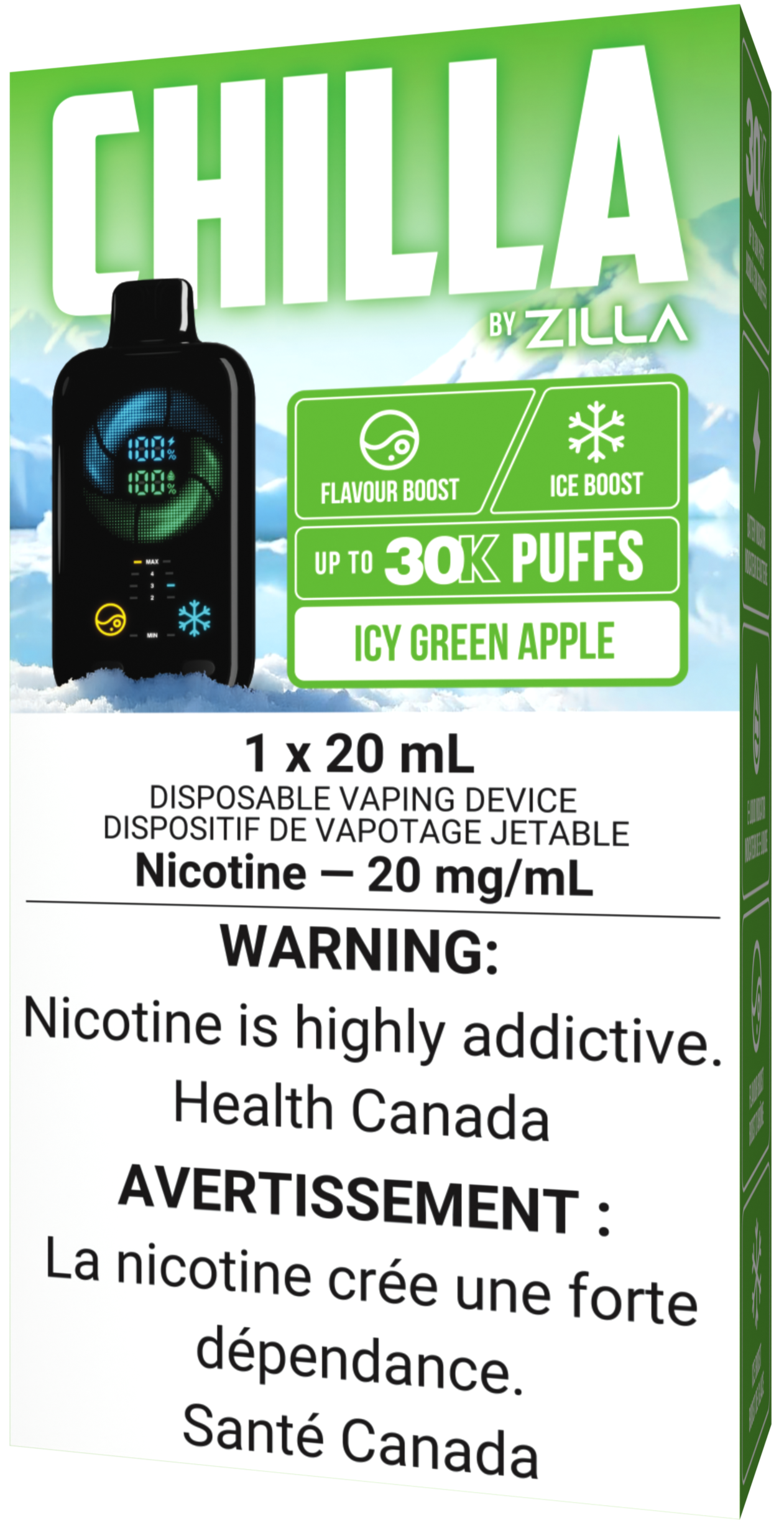 CHILLA BY ZILLA Disposable Vape Icy Green Apple