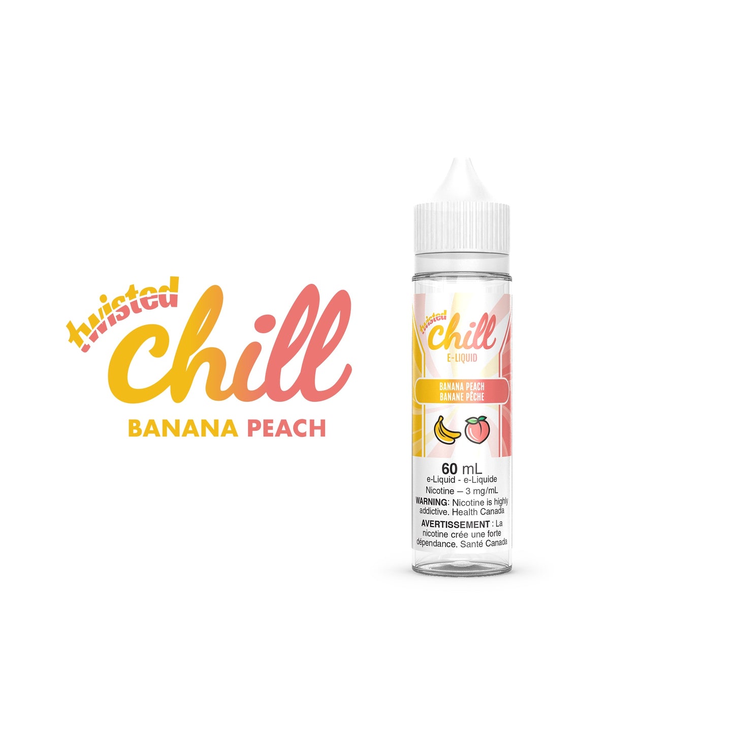 Chill Twisted E-Liquid 60ml bottle in the flavour Banana Peach