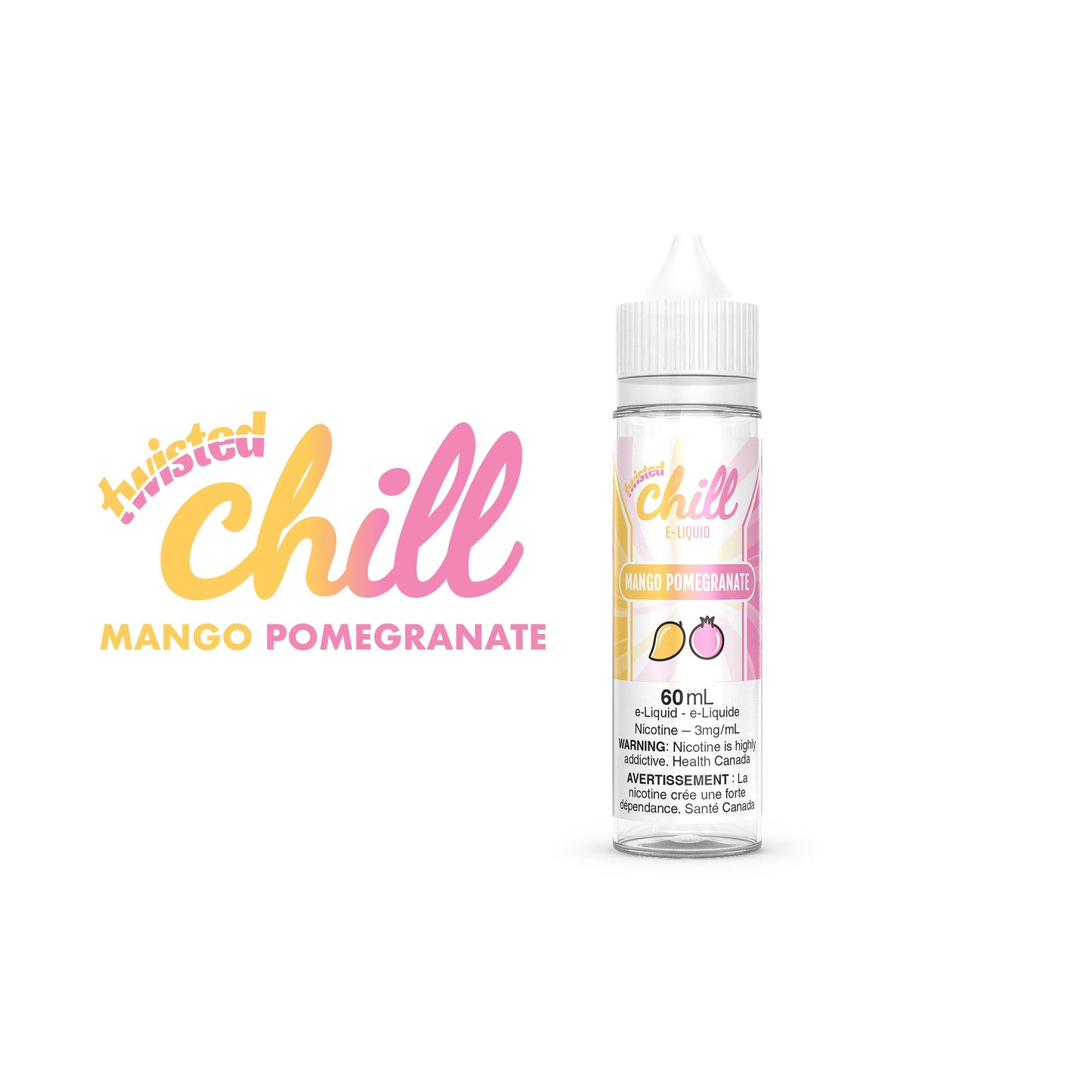 Chill Twisted E-Liquid 60ml bottle in the flavour Mango Pomegranate