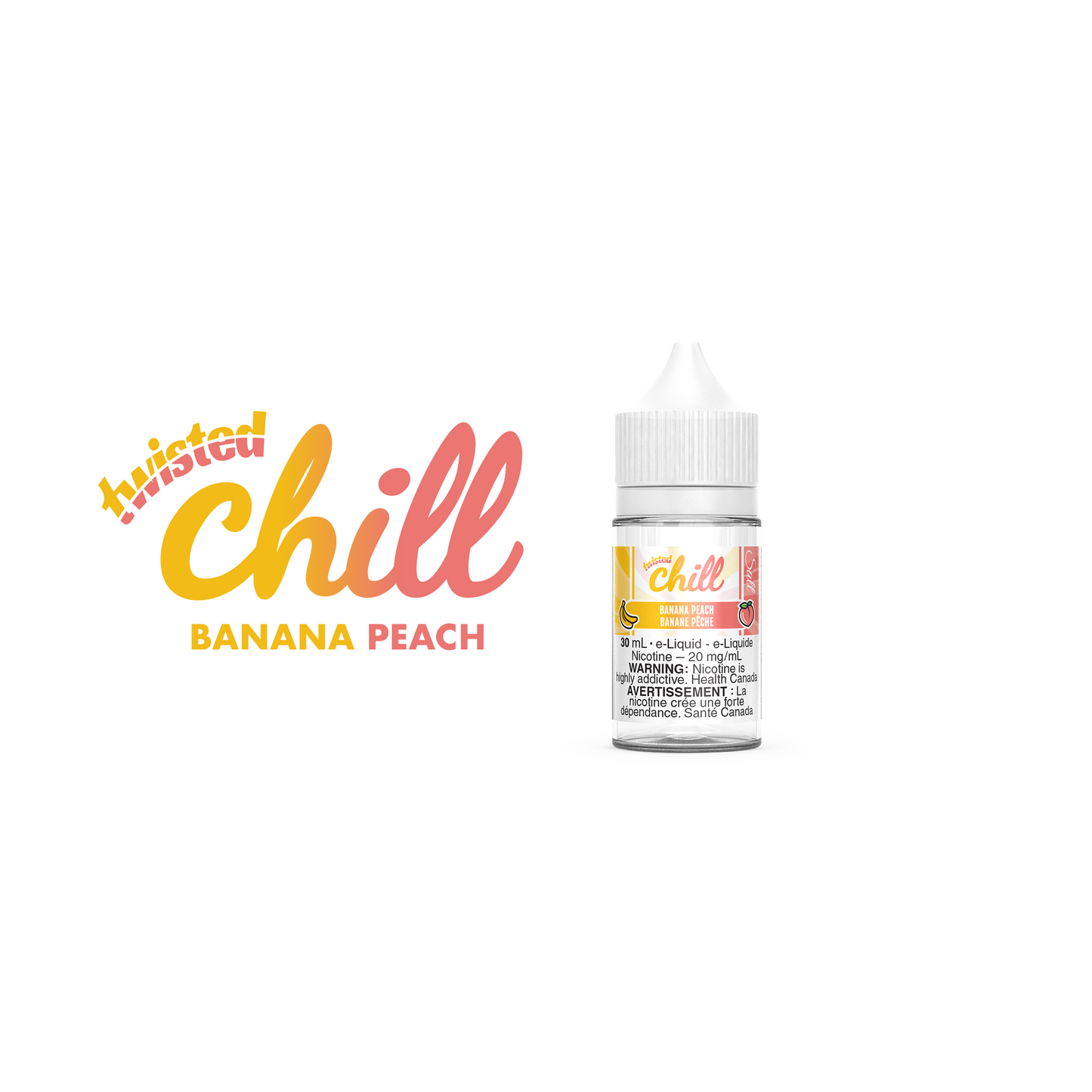 Chill Twisted Salt E-Liquid in the flavour Banana Peach