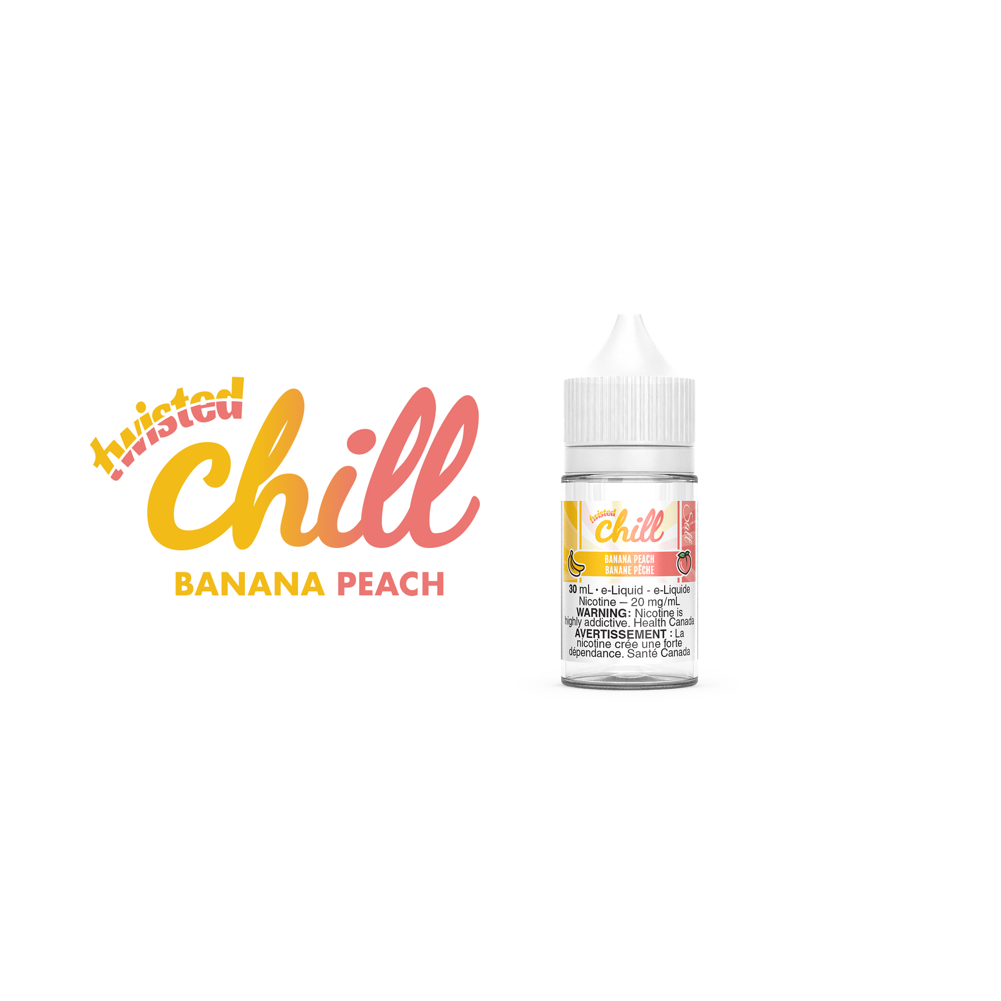 Chill Twisted Salt E-Liquid in the flavour Banana Peach