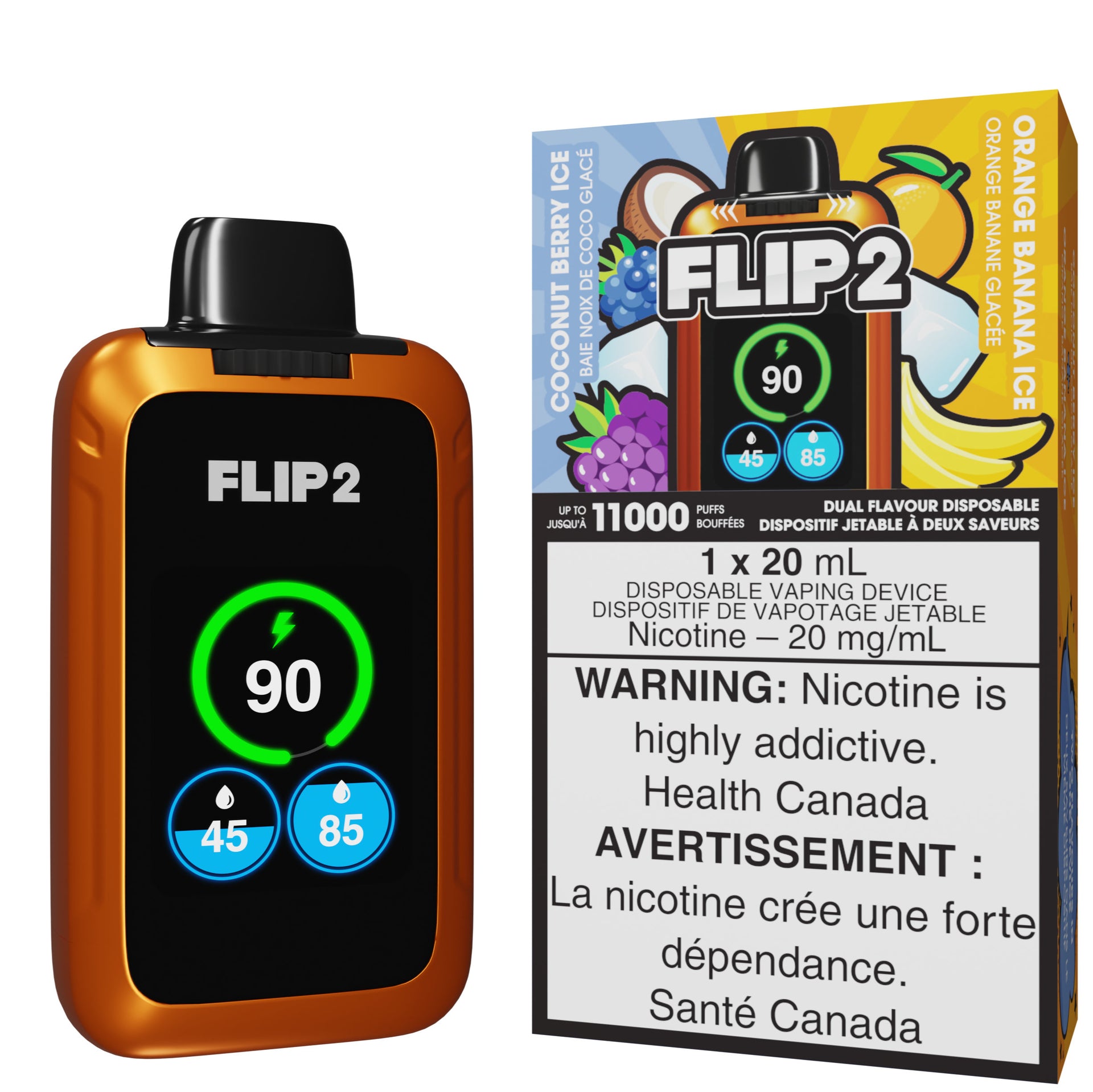 Flip 2 Disposable Vape - Coconut Berry Ice And Orange Banana Ice  Cloud  Island Vapour