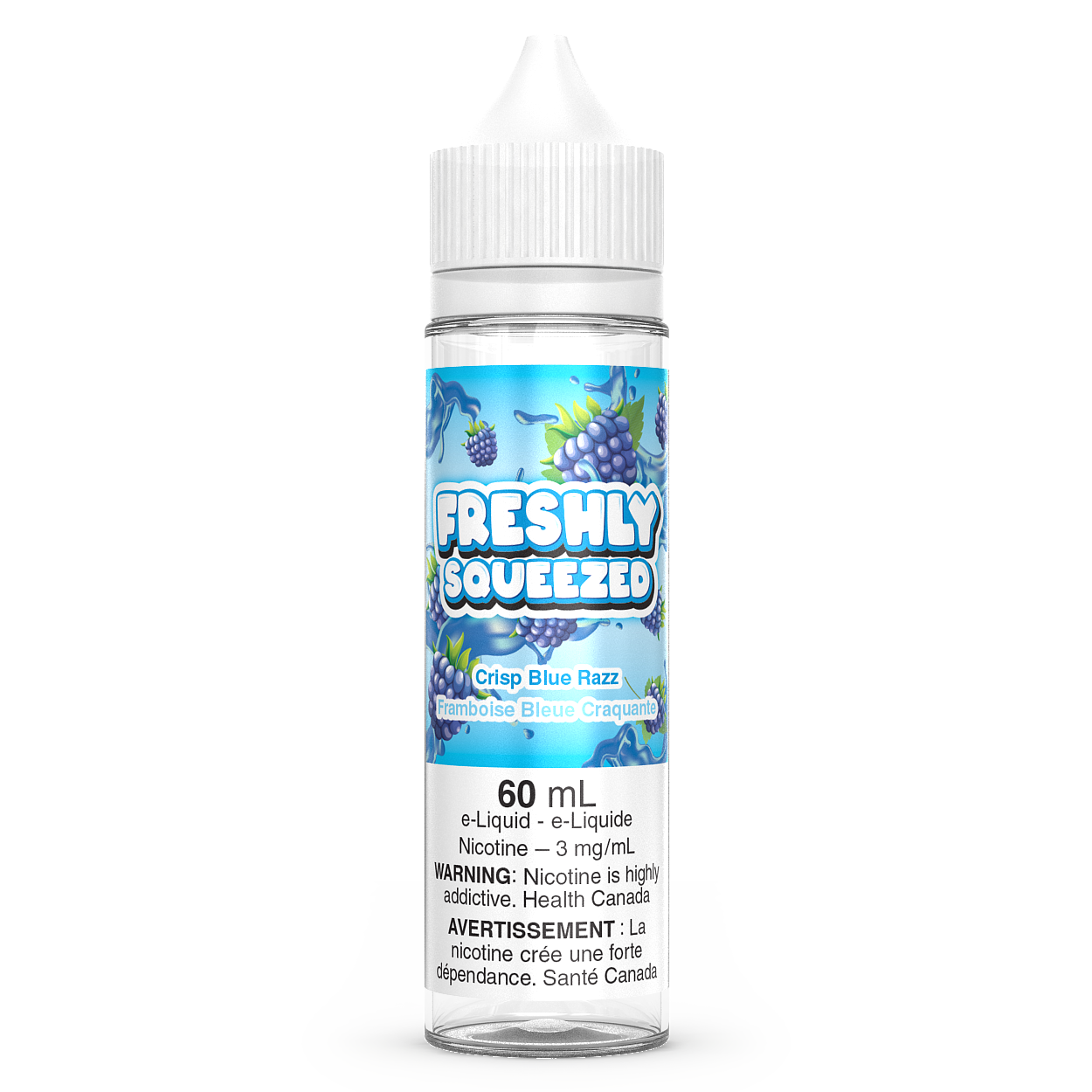 Crisp Blue Razz Freshly Squeezed Vape Juice 60mL Freebase