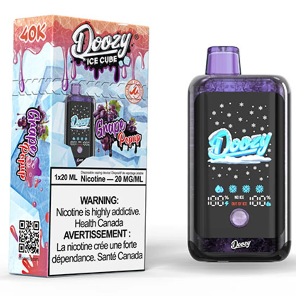 DOOZY ICE CUBE Disposable Vape Grape Popup