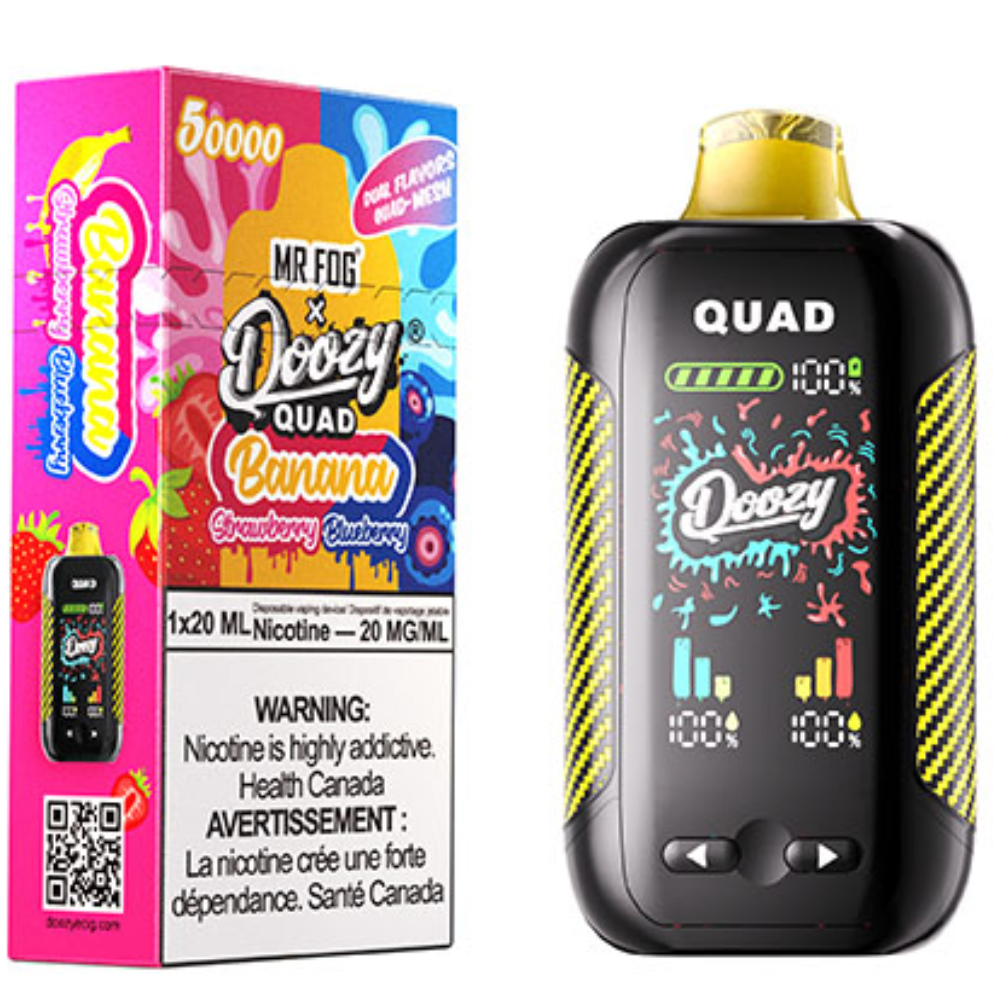 DOOZY QUAD Disposable Vape Banana Strawberry Banana Blueberry