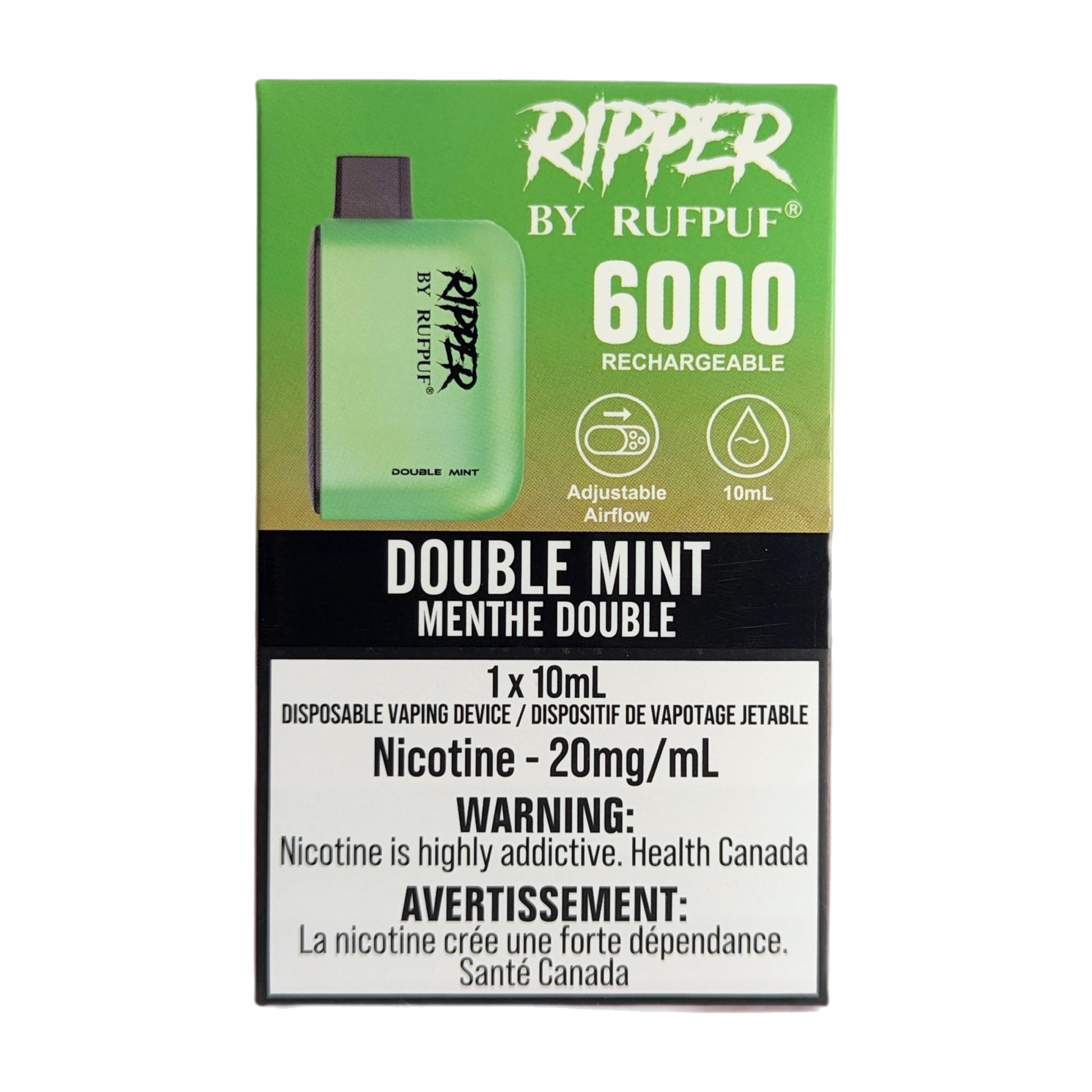 Rufpuf Ripper 6000 Disposable Vape flavour Double Mint