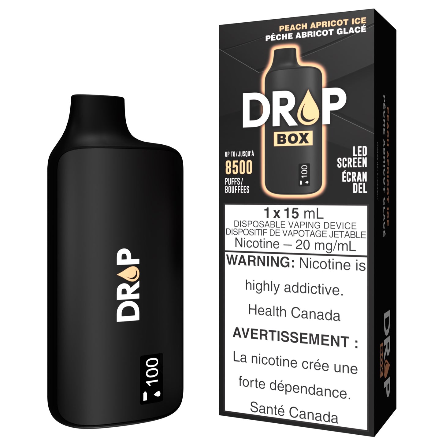 DROP BOX 8500 Disposable Vape in the flavour Peach Apricot Ice