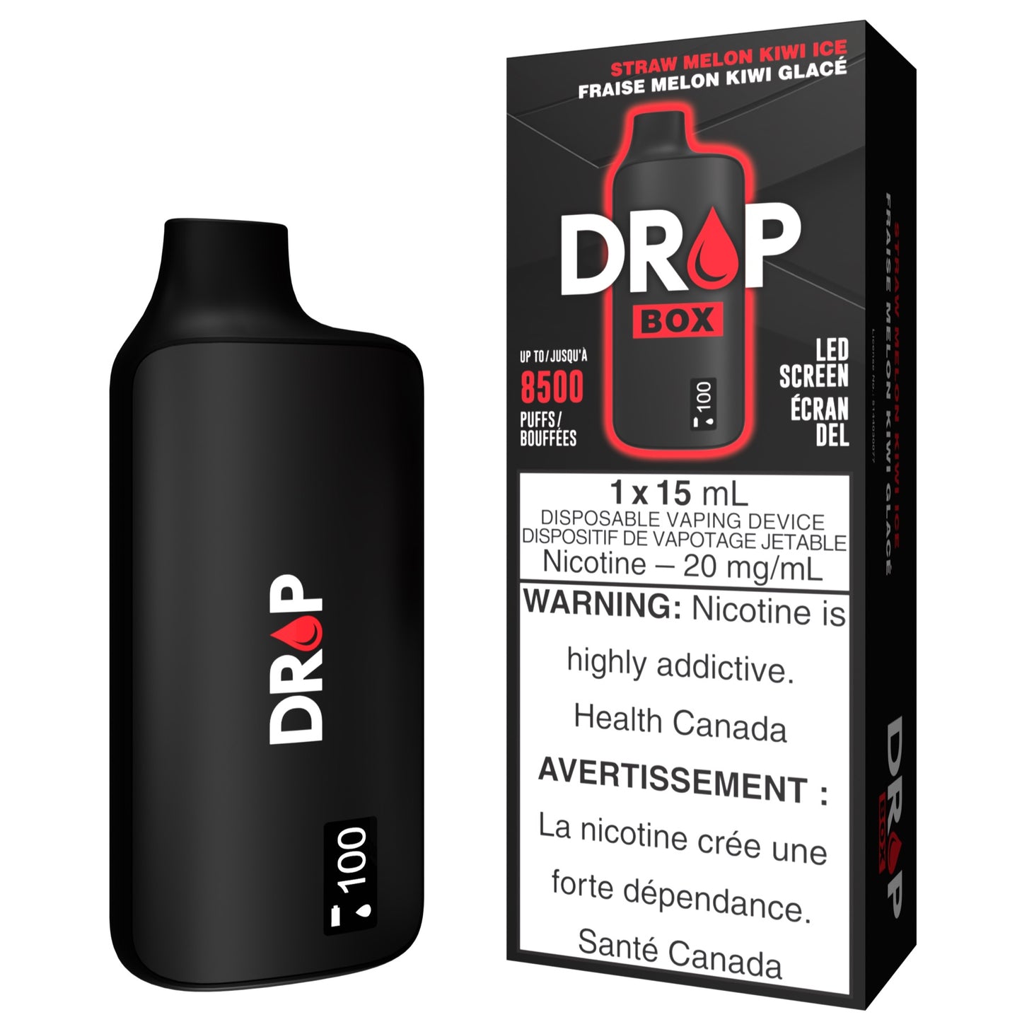 DROP BOX 8500 Disposable Vape in the flavour Straw Melon Kiwi Ice