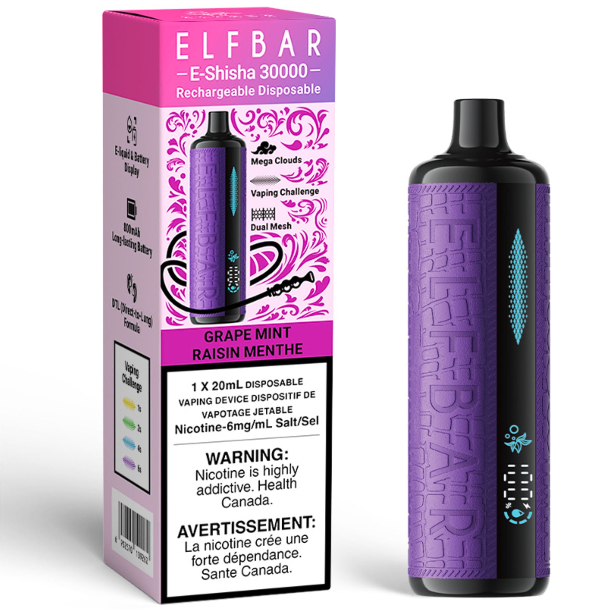 ELF BAR E-Shisha Disposable Vape Grape Mint