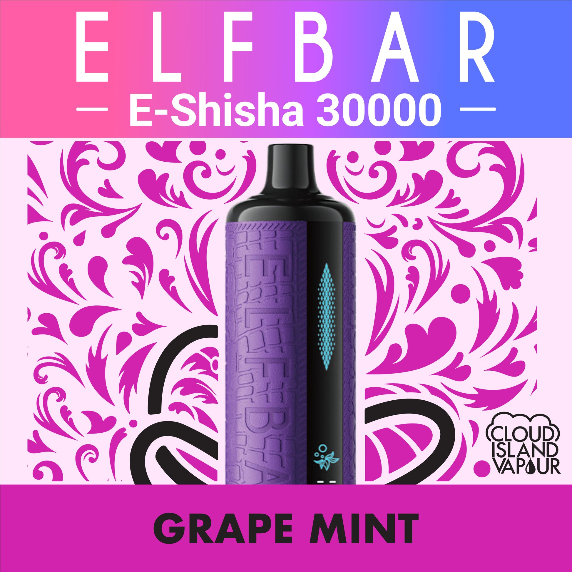 ELF BAR E-Shisha 30000 Disposable Vape - Grape Mint Cloud Island Vapour ELF BAR E-Shisha 30000 Disposable Vape - Grape Mint Cloud Island Vapour