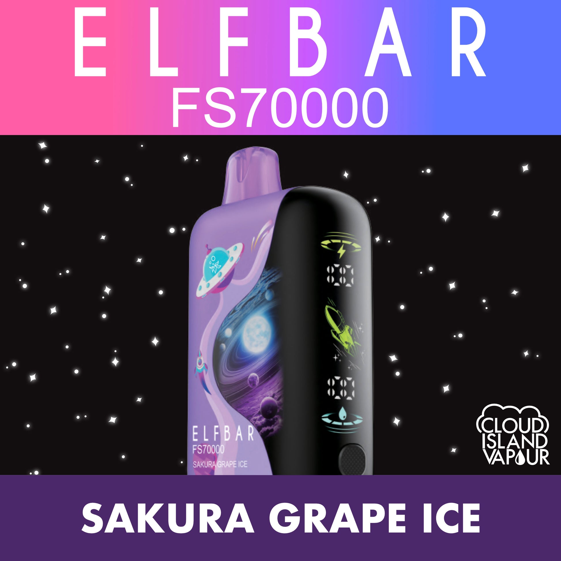 ELF BAR FS70K Disposable Vape - Sakura Grape Ice Cloud Island Vapour ELF BAR FS70K Disposable Vape - Sakura Grape Ice Cloud Island Vapour