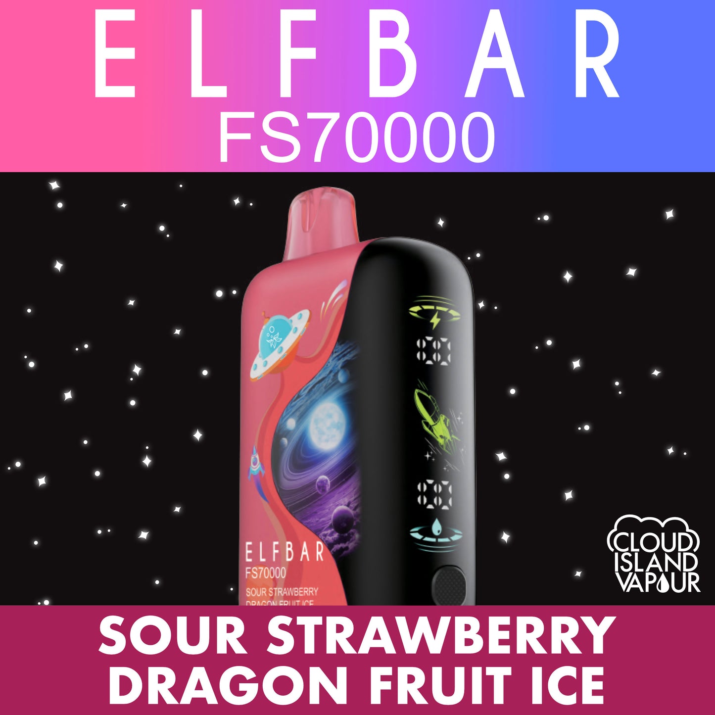 ELF BAR FS70K Sour Strawberry Dragon Fruit Ice