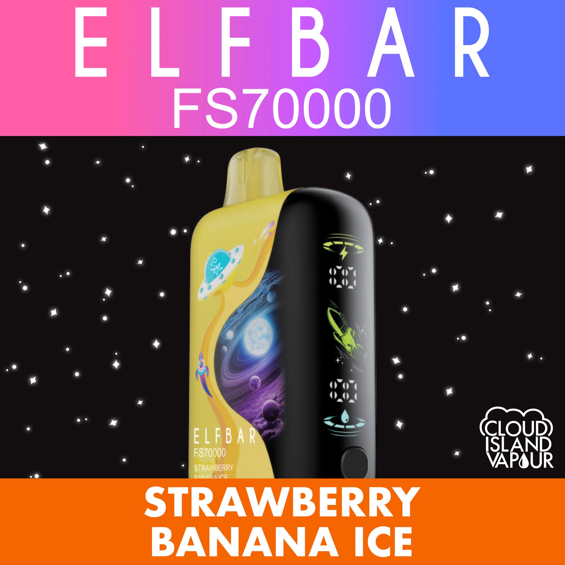 ELF BAR FS70K Disposable Vape - Strawberry Banana Ice Cloud Island Vapour ELF BAR FS70K Disposable Vape - Strawberry Banana Ice Cloud Island Vapour