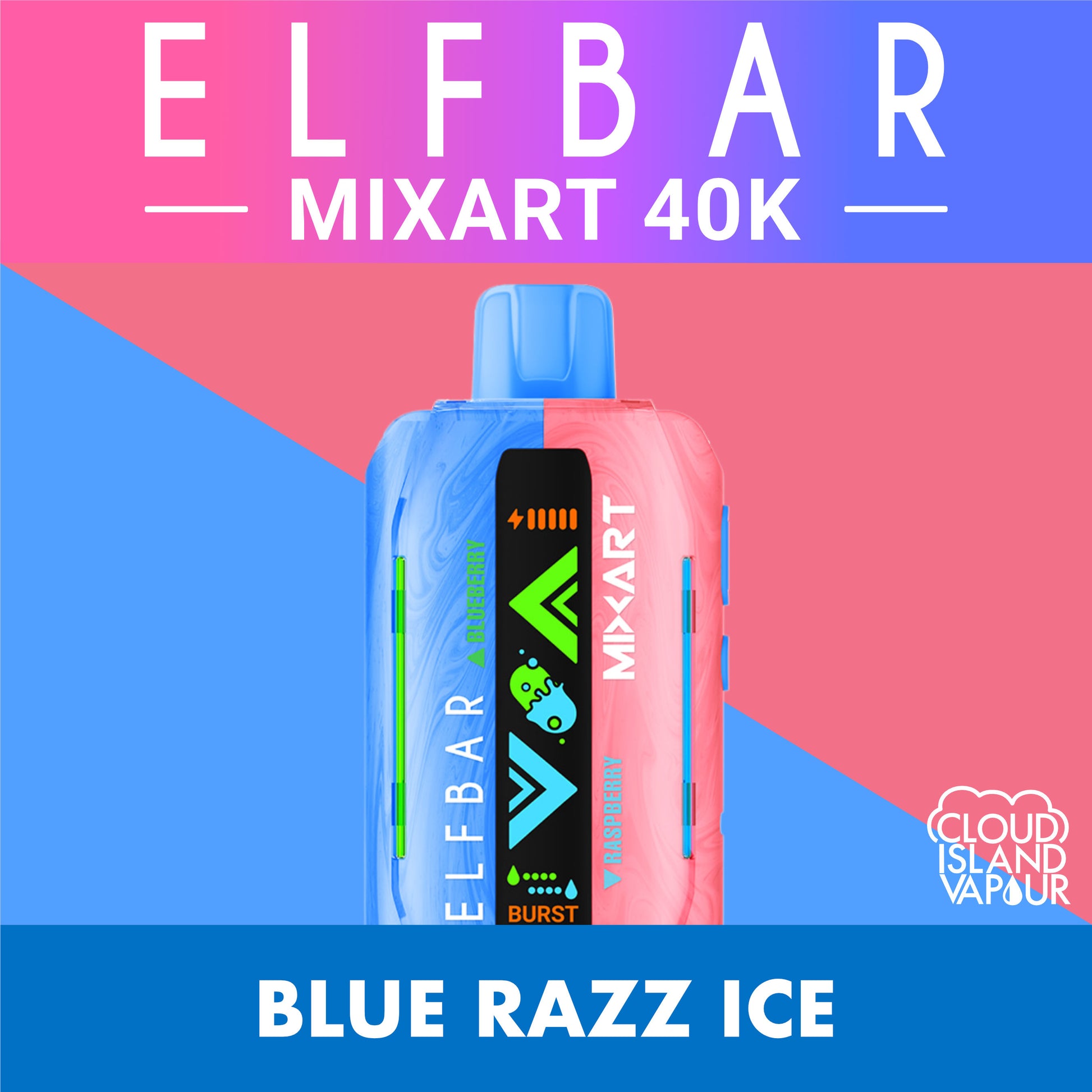 ELF BAR MIXART 40K Disposable Vape - Blue Razz Ice Cloud Island Vapour ELF BAR MIXART 40K Disposable Vape - Blue Razz Ice Cloud Island Vapour
