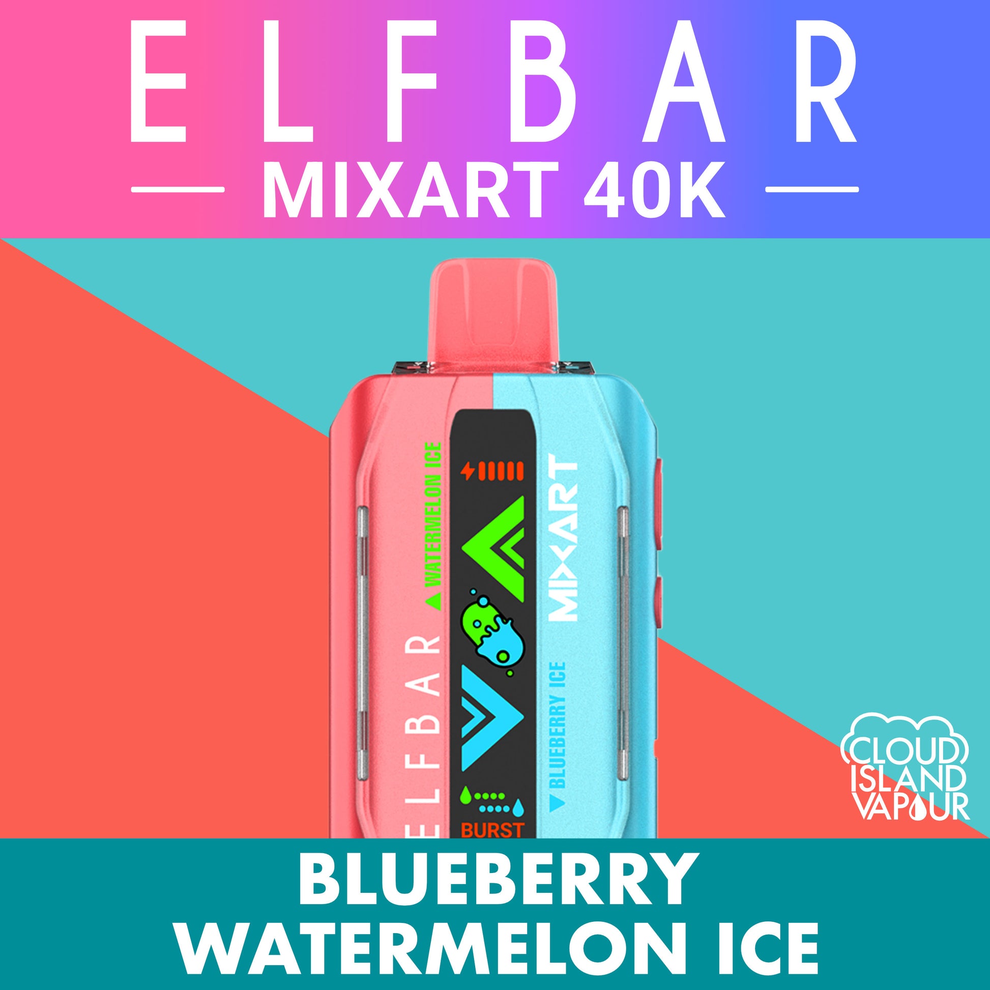 ELF BAR MIXART 40K Disposable Vape - Blueberry Watermelon Ice Cloud Island Vapour ELF BAR MIXART 40K Disposable Vape - Blueberry Watermelon Ice Cloud Island Vapour