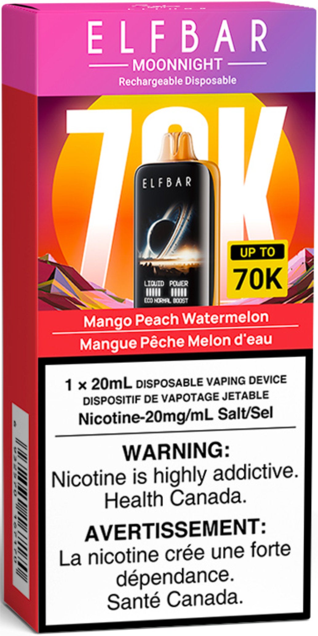 ELF BAR MOONNIGHT 70K Disposable Mango Peach Watermelon