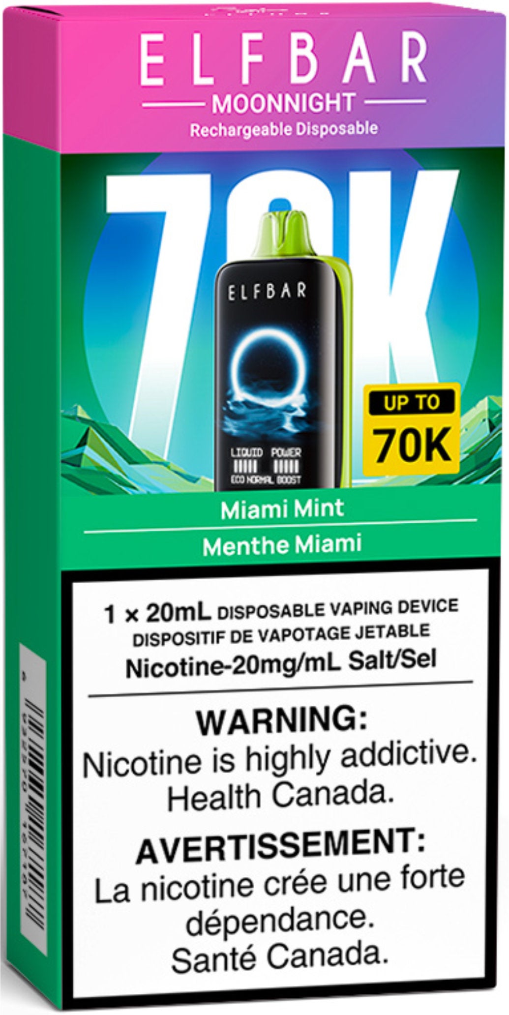 ELF BAR MOONNIGHT 70K Disposable Miami Mint