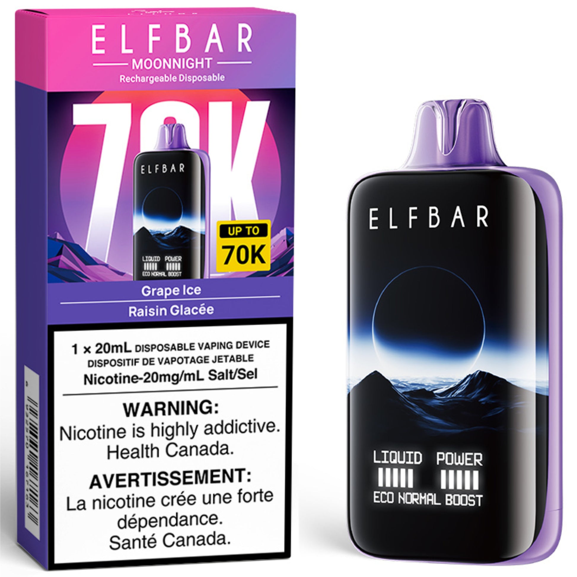 ELF BAR MOONNIGHT 70K Disposable Vape Grape Ice