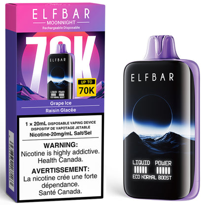 ELF BAR MOONNIGHT 70K Disposable Vape Grape Ice