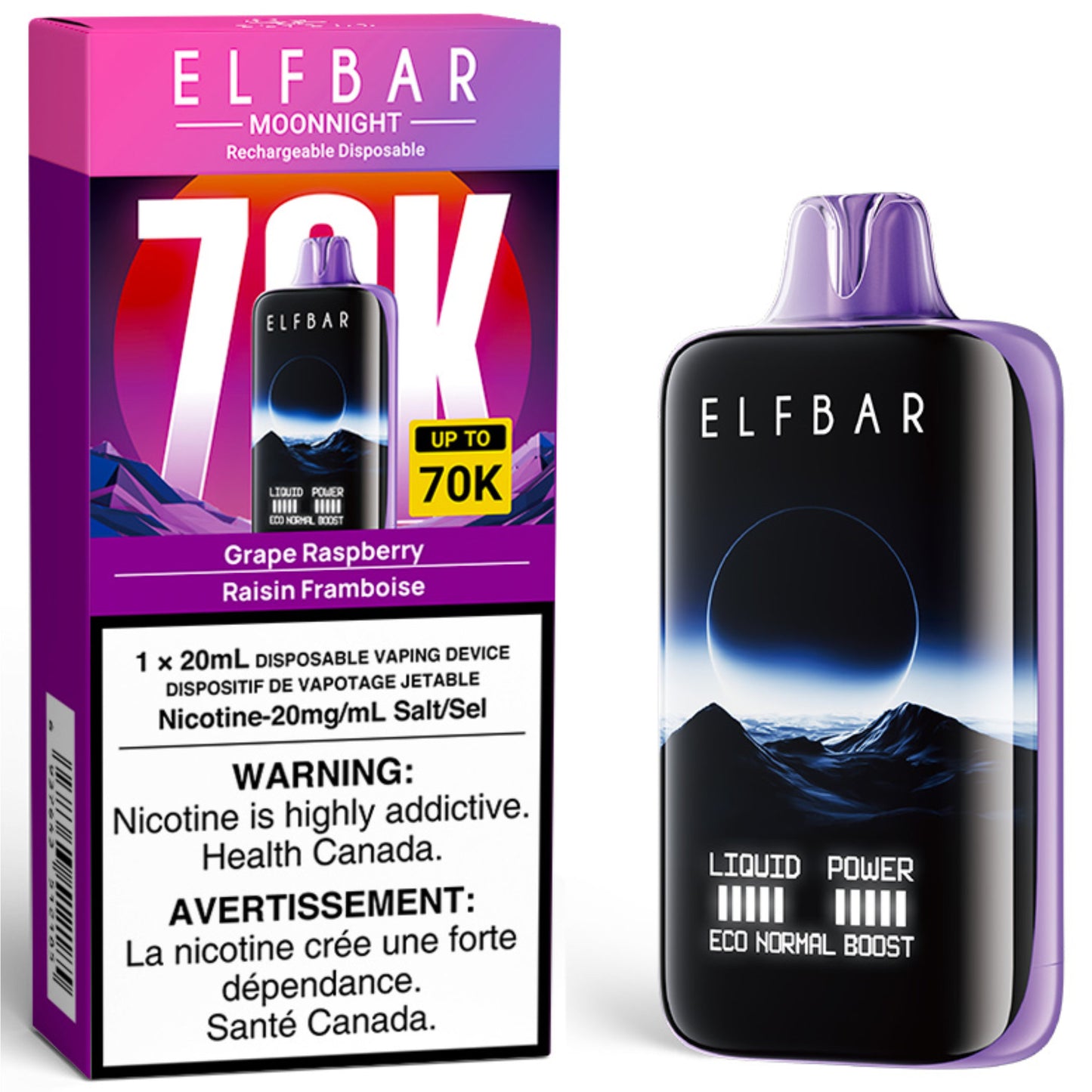 ELF BAR MOONNIGHT 70K Disposable Vape Grape Raspberry