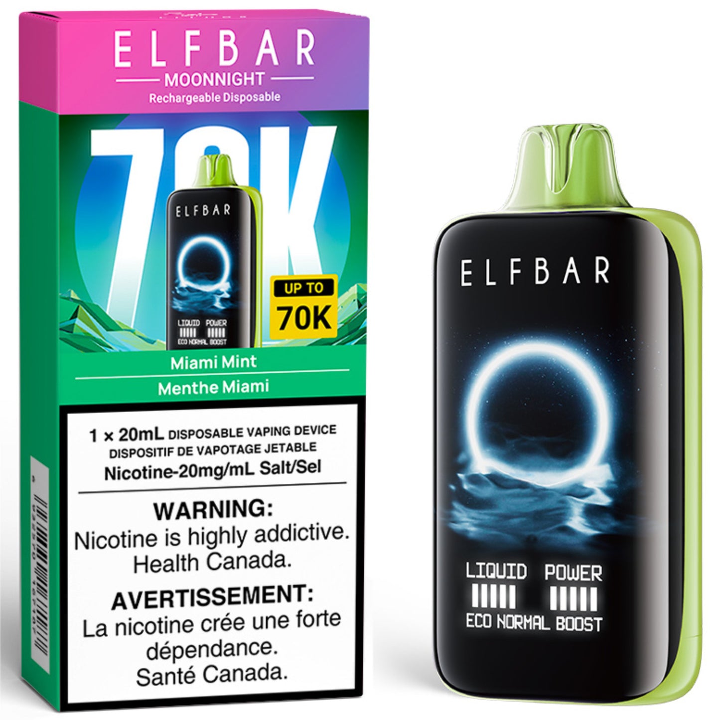 ELF BAR MOONNIGHT 70K Disposable Vape Miami Mint