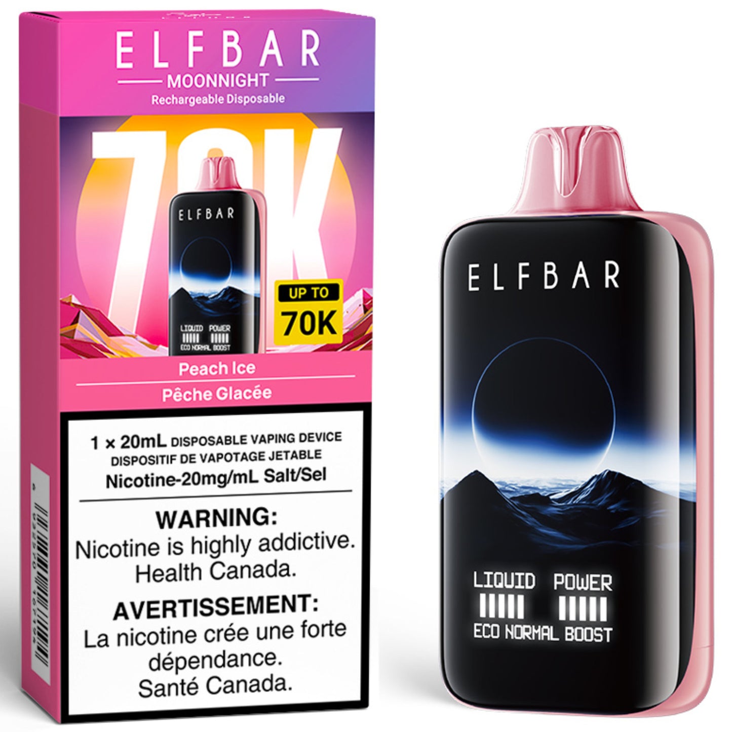 ELF BAR MOONNIGHT 70K Disposable Vape Peach Ice