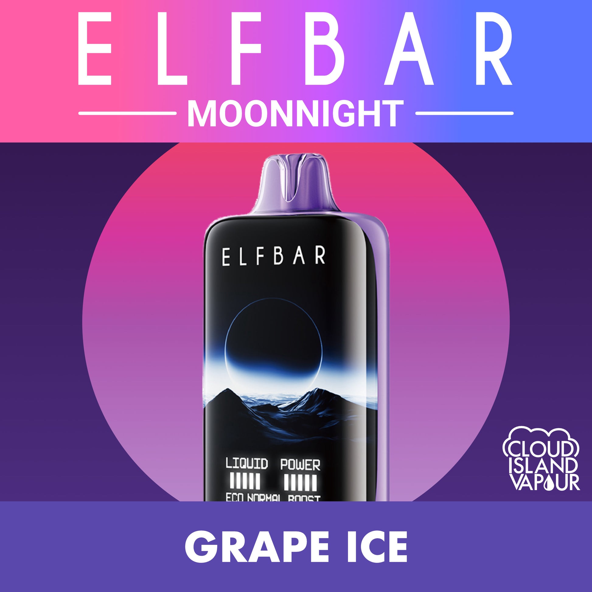 ELF BAR MOONNIGHT 70K Disposable Vape - Grape Ice Cloud Island Vapour ELF BAR MOONNIGHT 70K Disposable Vape - Grape Ice Cloud Island Vapour