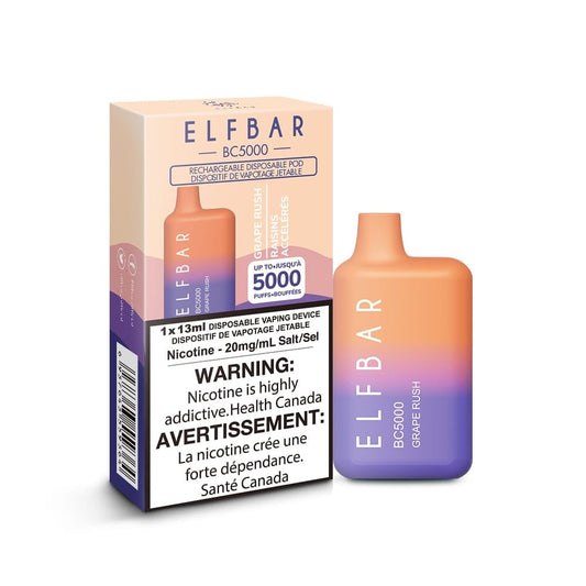 ELFBAR BC5000 puff rechargeable disposable vape 20mg/ml Salt nicotine Grape Rush