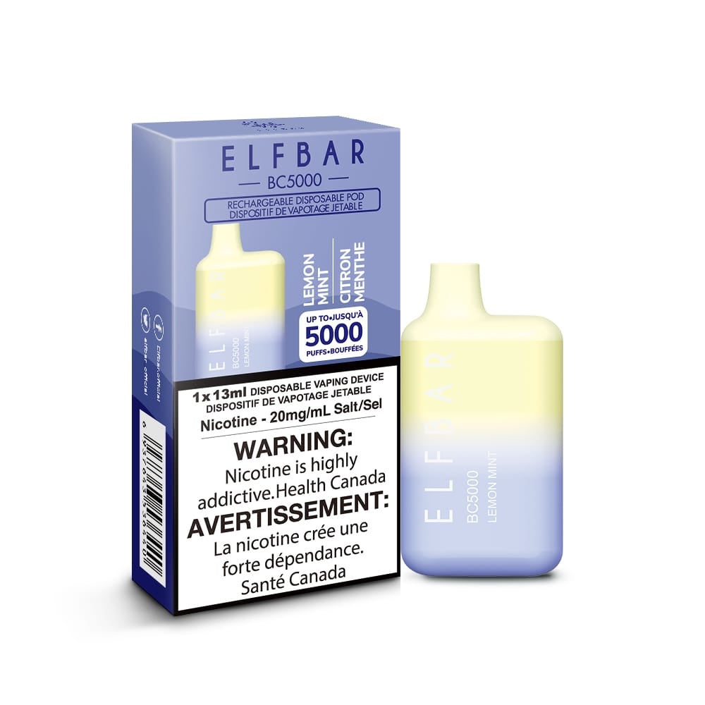 ELFBAR BC5000 puff rechargeable disposable vape 20mg/ml Salt nicotine Lemon Mint