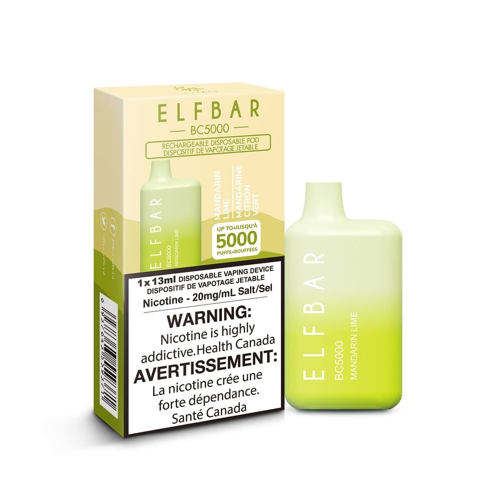 ELFBAR BC5000 puff rechargeable disposable vape 20mg/ml Salt nicotine Mandarin Lime