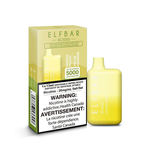 ELFBAR BC5000 puff rechargeable disposable vape 20mg/ml Salt nicotine Mango Peach