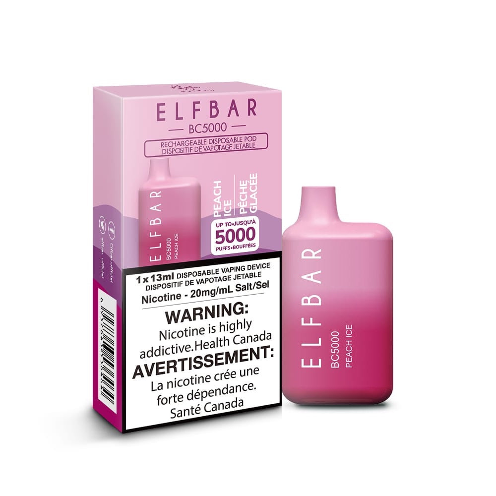 ELFBAR BC5000 puff rechargeable disposable vape 20mg/ml Salt nicotine Peach Ice