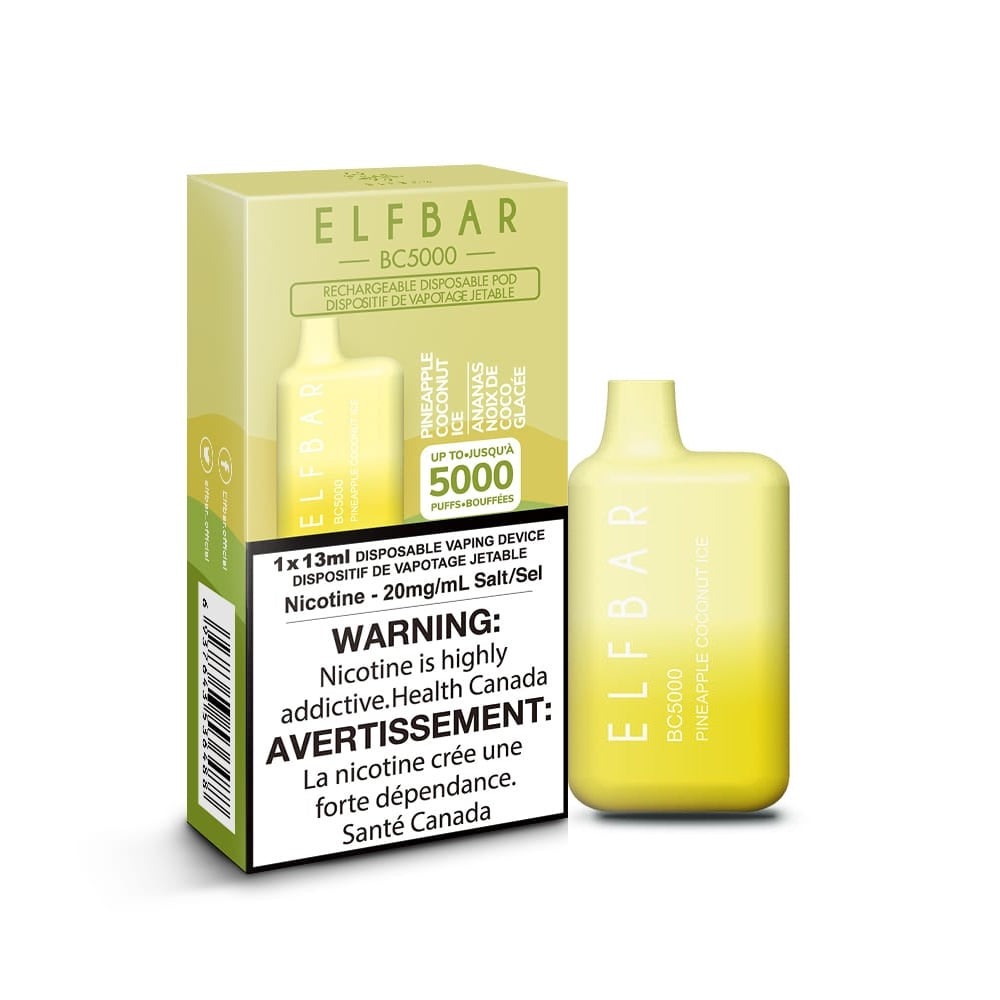 ELFBAR BC5000 puff rechargeable disposable vape 20mg/ml Salt nicotine Pineapple Coconut Ice