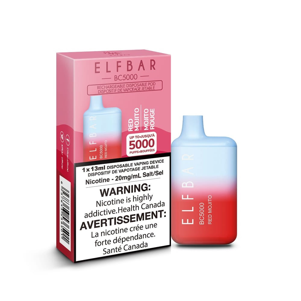 ELFBAR BC5000 puff rechargeable disposable vape 20mg/ml Salt nicotine Red Mojito