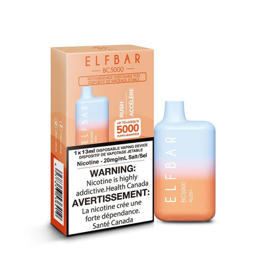 ELFBAR BC5000 puff rechargeable disposable vape 20mg/ml Salt nicotine Rush