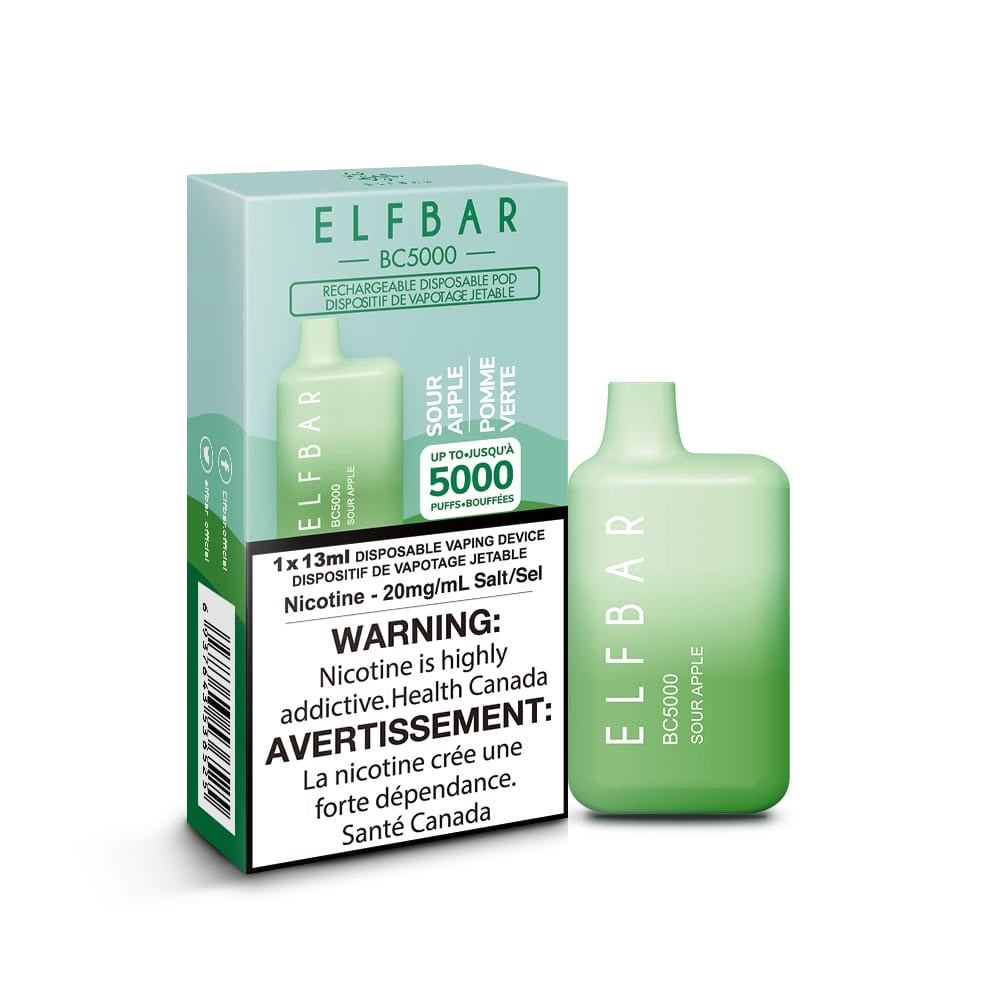 ELFBAR BC5000 puff rechargeable disposable vape 20mg/ml Salt nicotine Sour Apple