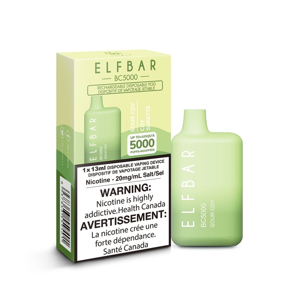 ELFBAR BC5000 puff rechargeable disposable vape 20mg/ml Salt nicotine Sour Cdy