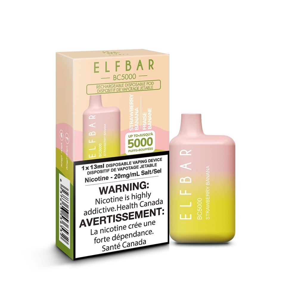 ELFBAR BC5000 puff rechargeable disposable vape 20mg/ml Salt nicotine Strawberry Banana