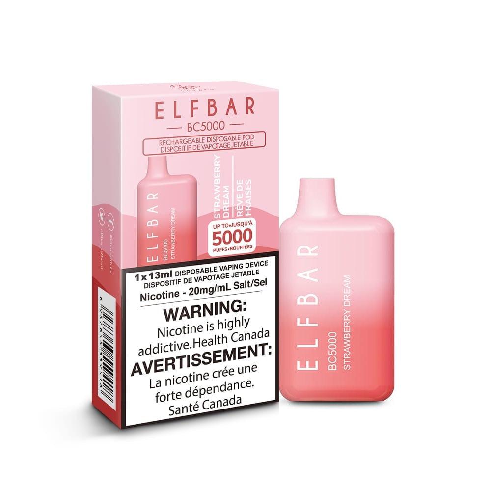 ELFBAR BC5000 puff rechargeable disposable vape 20mg/ml Salt nicotine Strawberry Dream